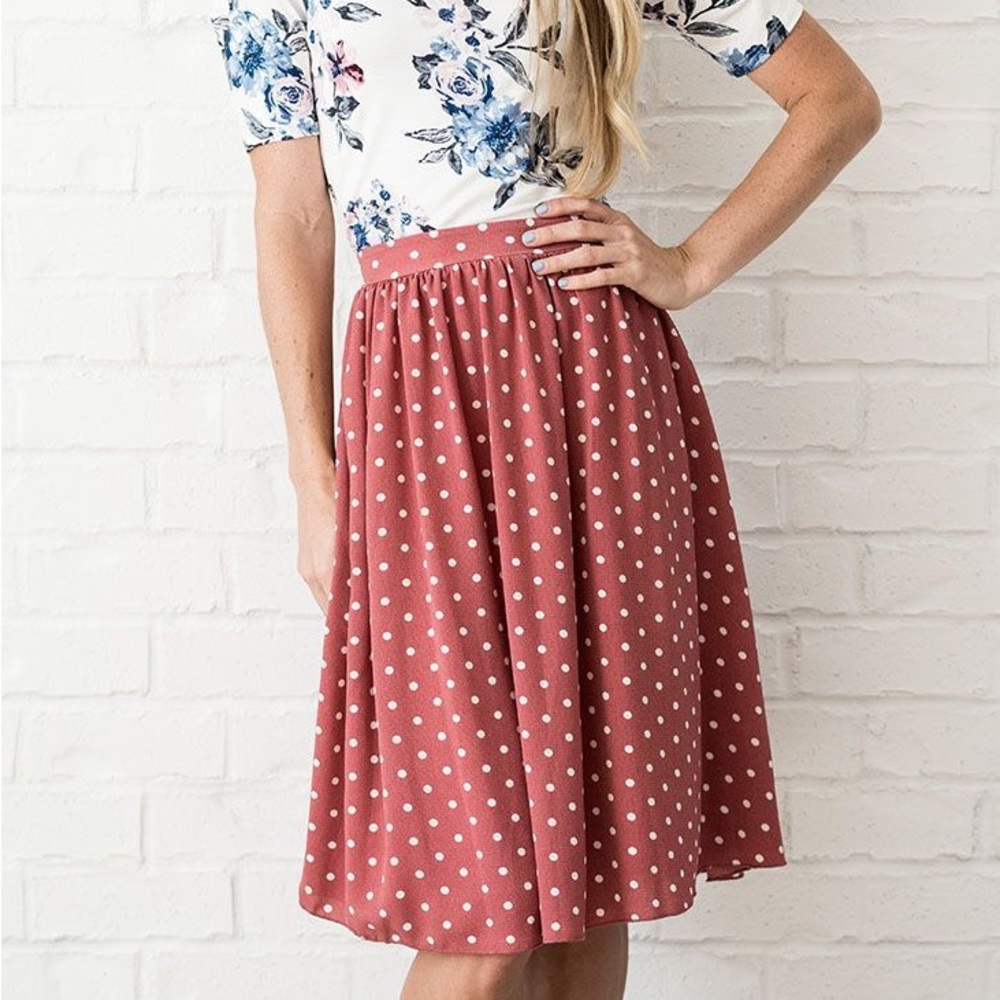 Mikarose Dusty Pink Polka-Dot Skirt